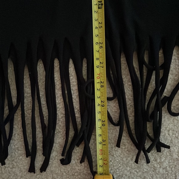 Black Fringe Infinity Scarf - Soft T-Shirt Material - Picture 6 of 6